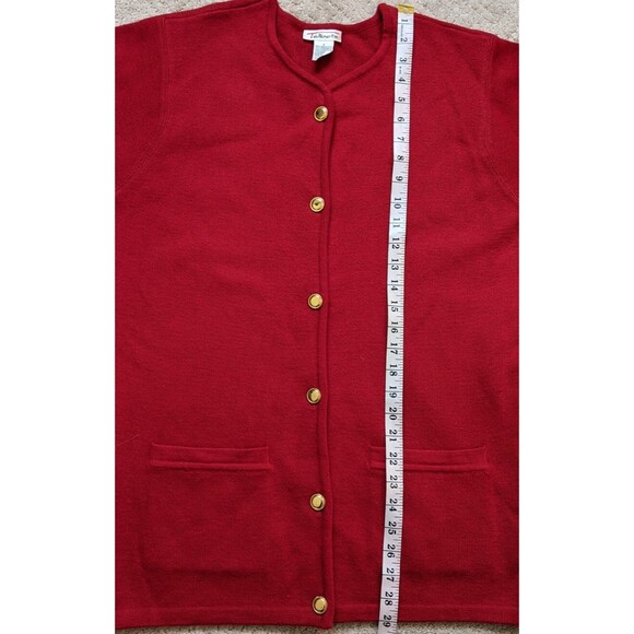 Talbots Vintage Cardigan Sweater Red Knit Merino Wool Holiday Old Money Small - Picture 6 of 12